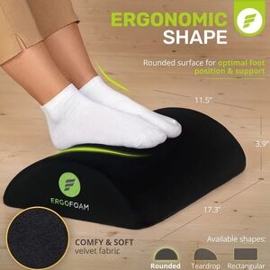 ErgoFoam Ergonomic Foot Rest Under Desk Height Adjustable New
